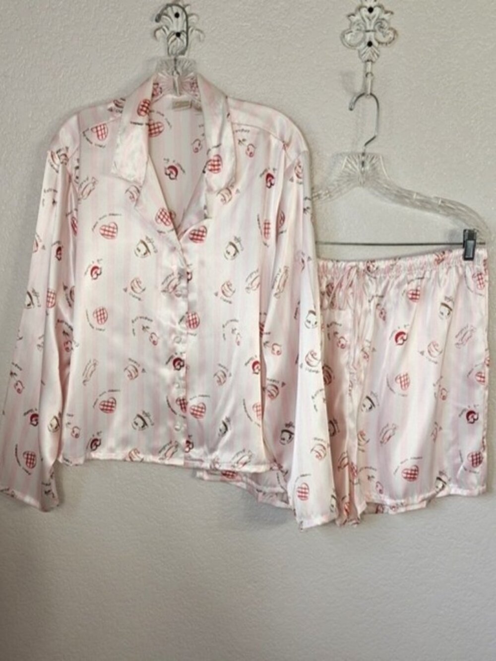 Gilligan & O'Malley XL Pajama Set Satin Long Sleeve & Shorts